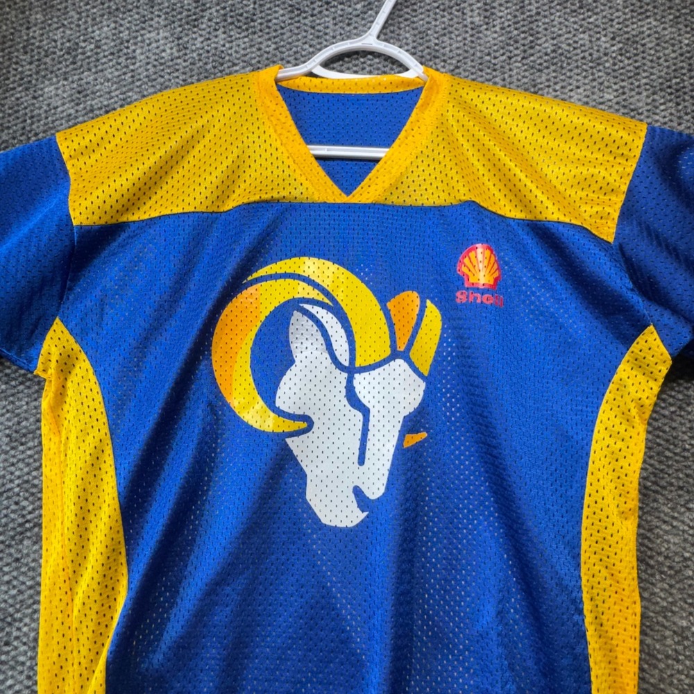 Triangle Sports LA Rams Shell Oil Reversible Mesh Jersey Blue Gold Made in USA